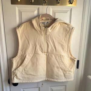 Grey Lab Cream Sleeveless Hoodie 100% Cotton Size L